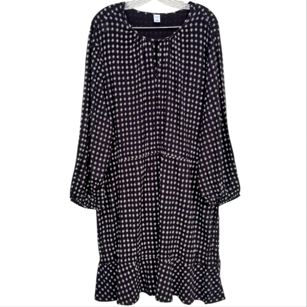 OLD NAVY Black and White Polka Dot Long Sleeve Dress Size XXL
